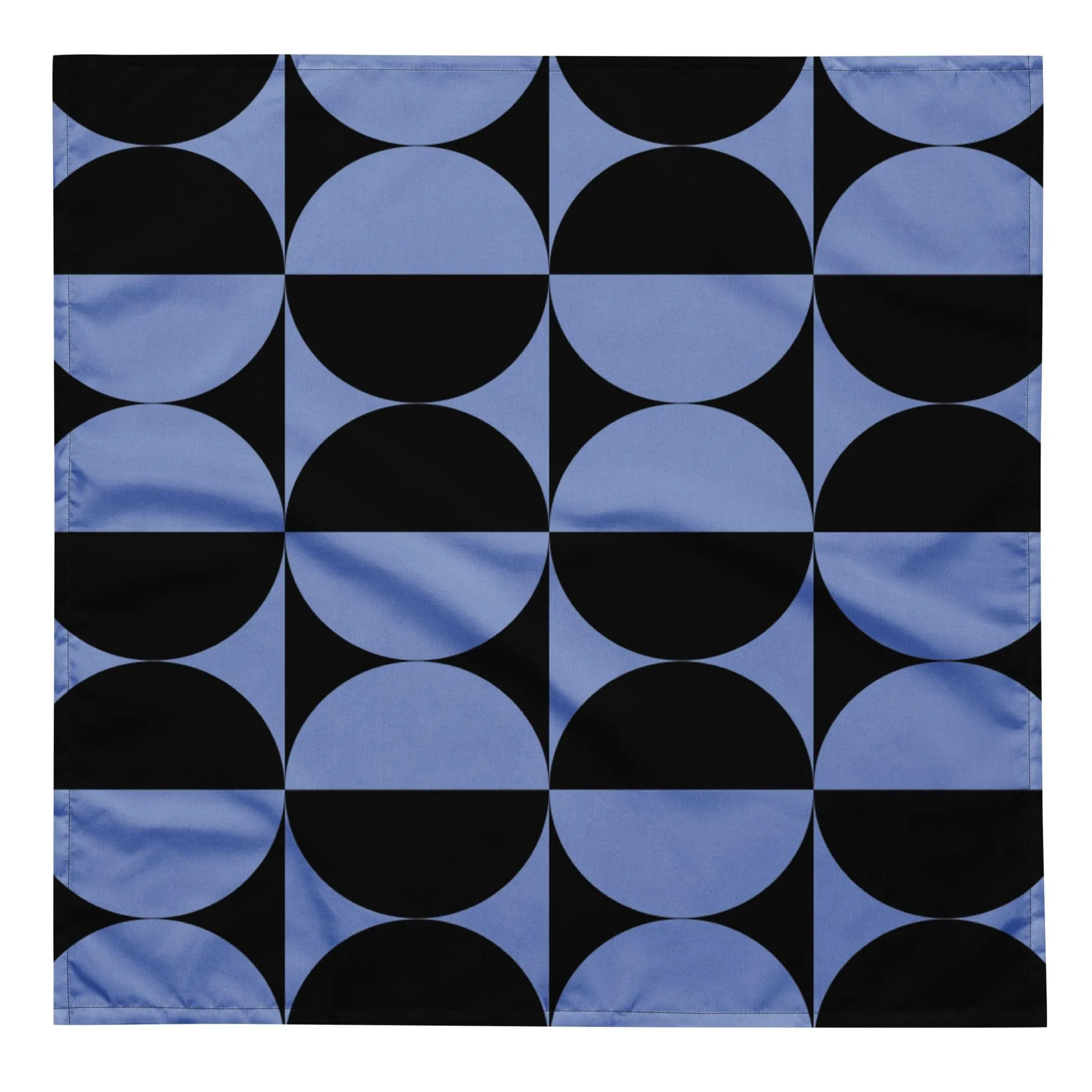 Black and Blue Circle Geometric Pattern Designer Neckerchief Bandana