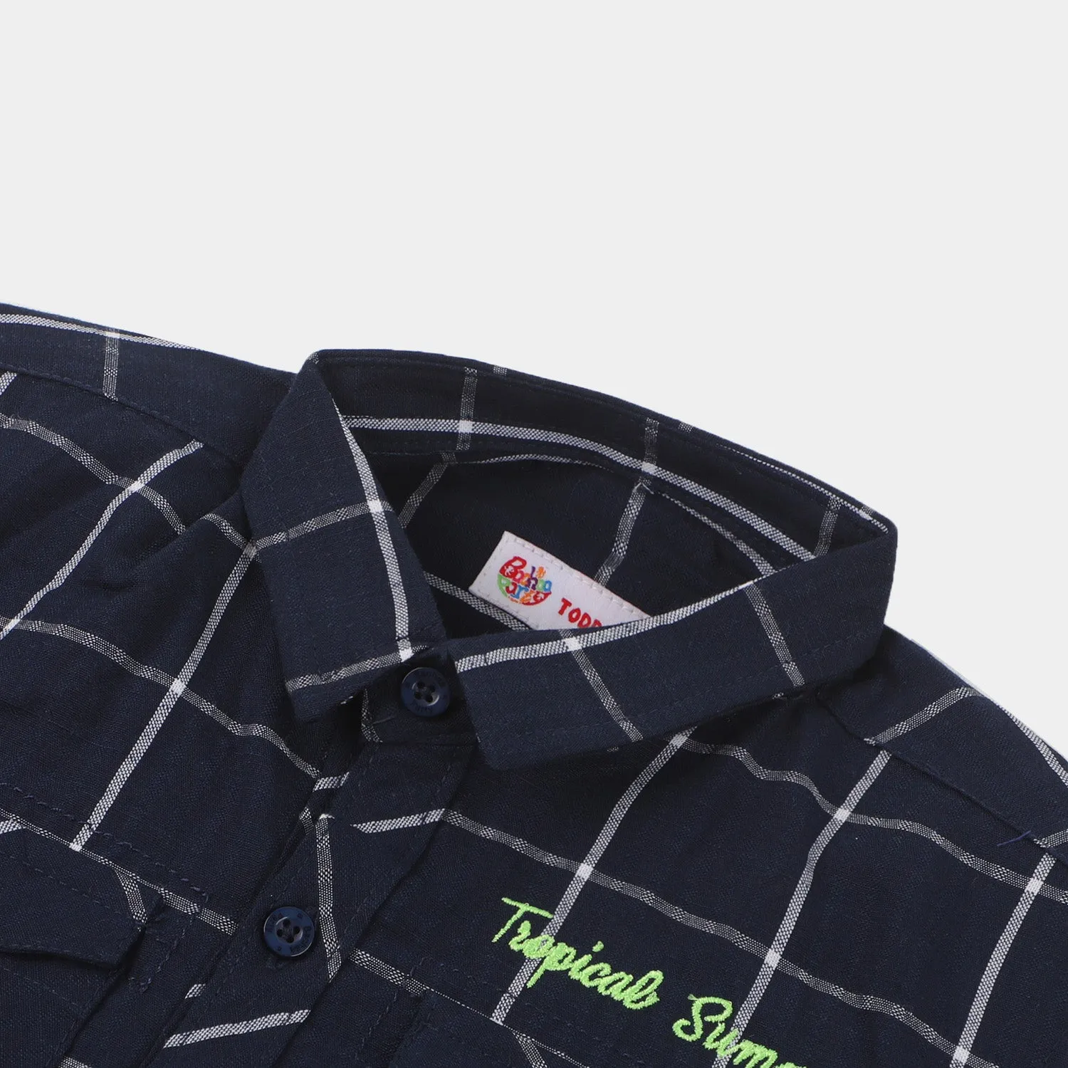 Boys Cotton Casual Shirt Tropical Summer - Navy Blue