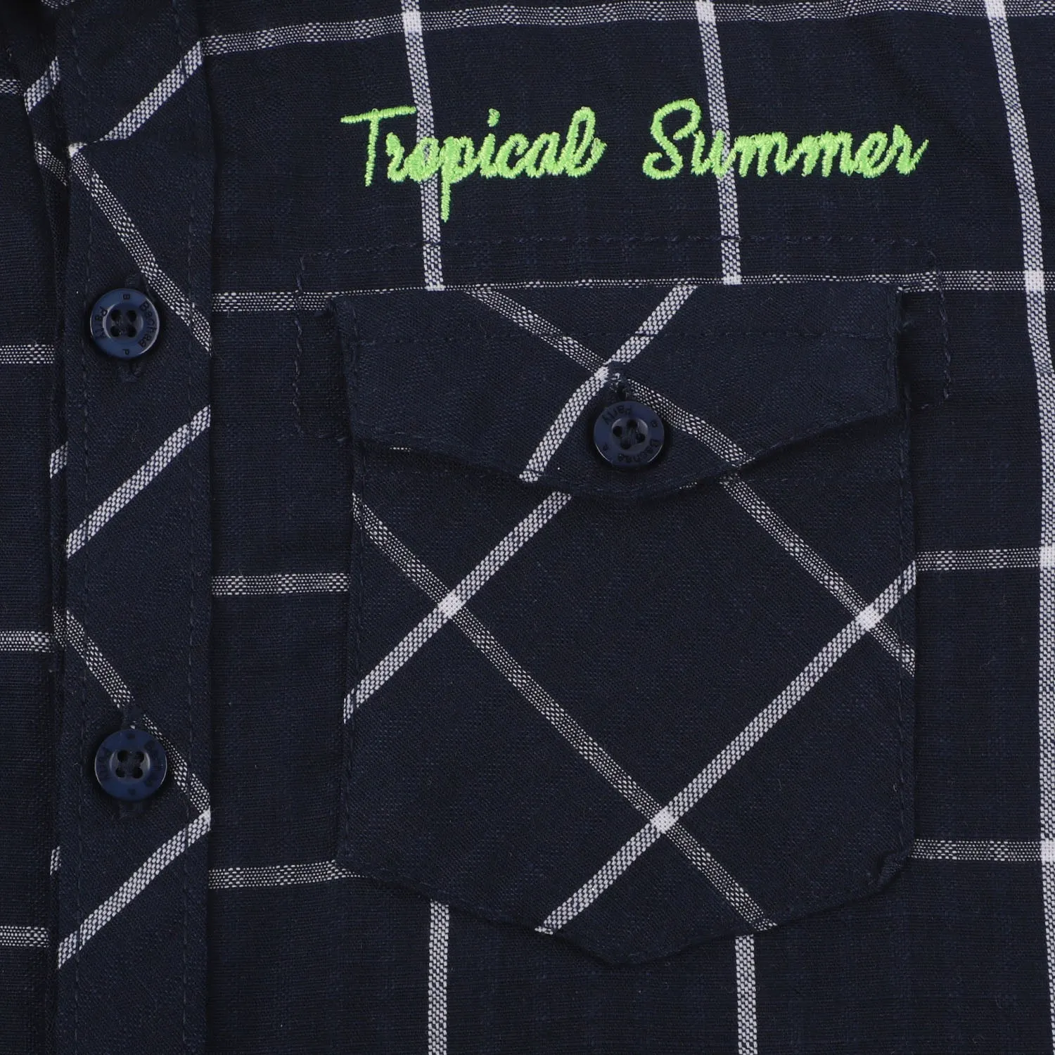 Boys Cotton Casual Shirt Tropical Summer - Navy Blue
