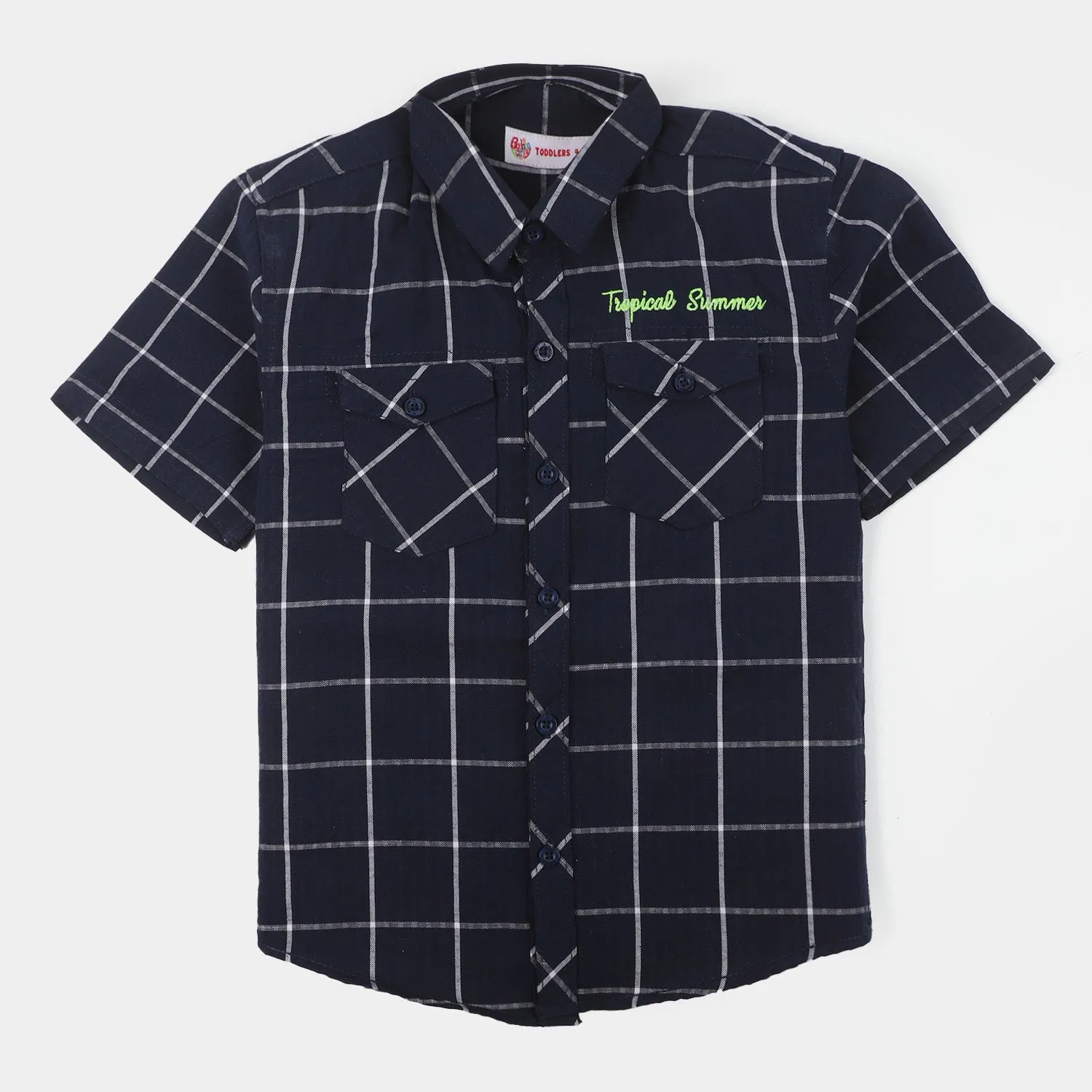 Boys Cotton Casual Shirt Tropical Summer - Navy Blue
