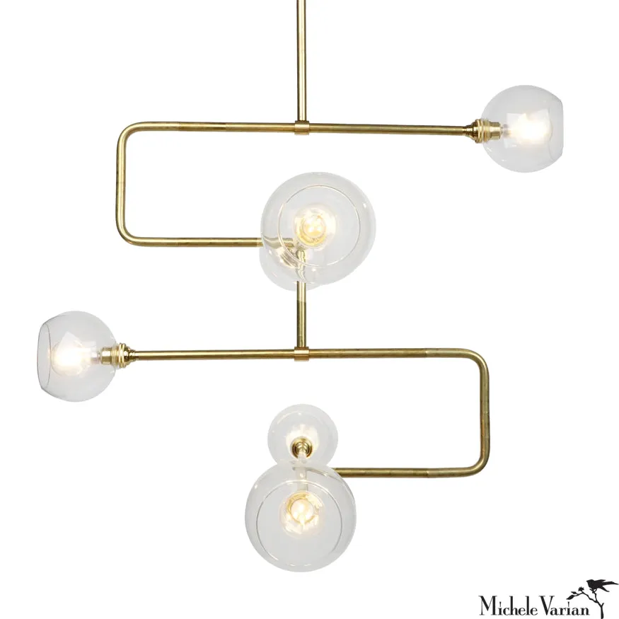 Brass Stacked Triple Circuit Chandelier Pendant Light