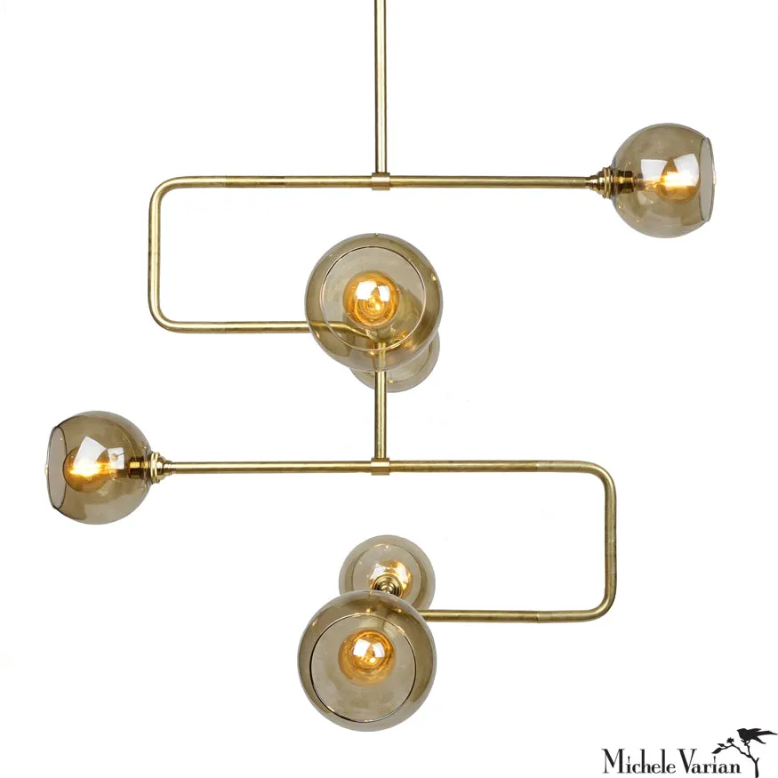 Brass Stacked Triple Circuit Chandelier Pendant Light