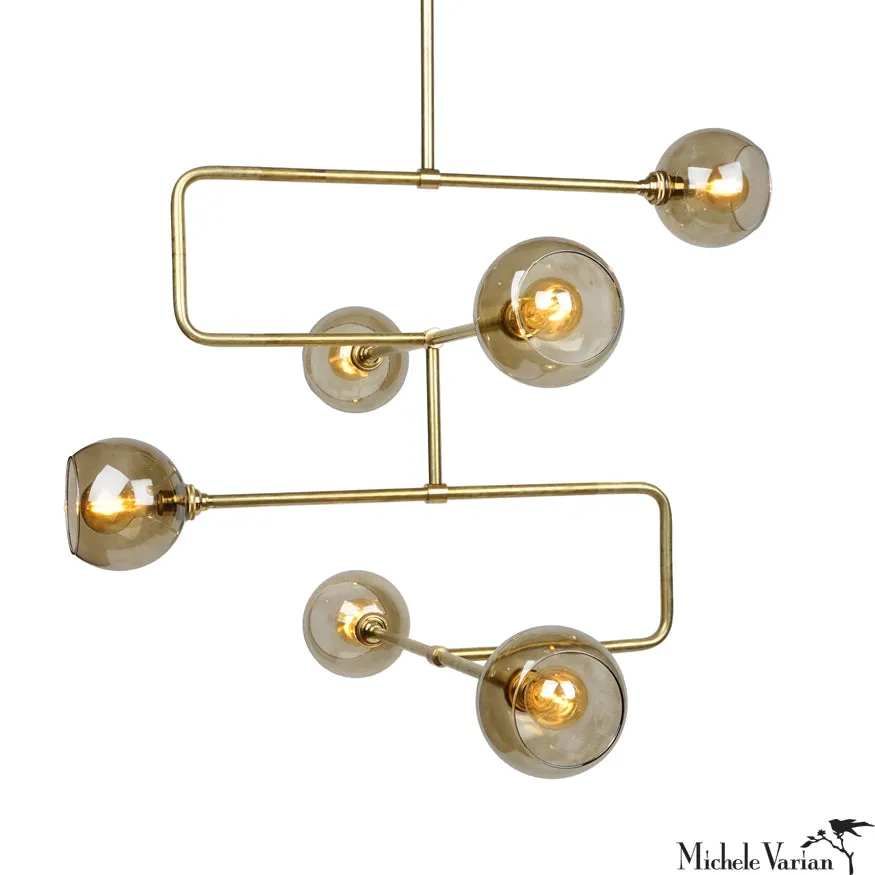 Brass Stacked Triple Circuit Chandelier Pendant Light
