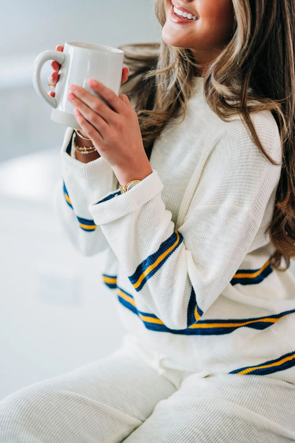 Brielle Striped Top - White