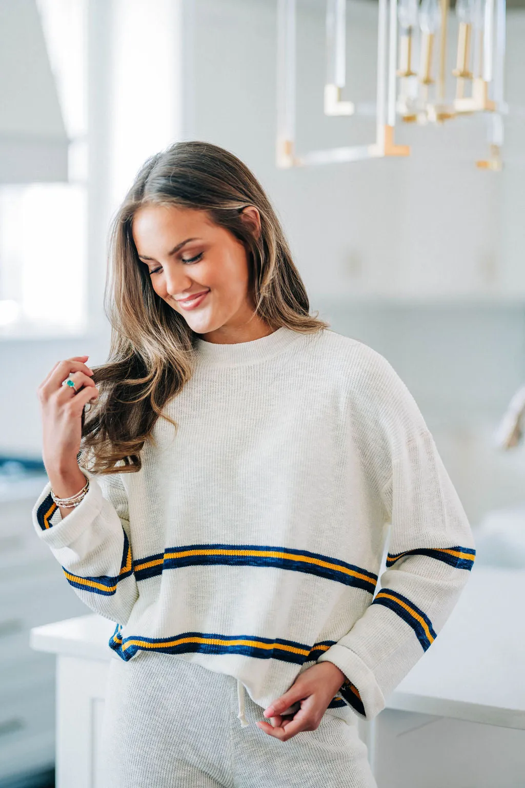 Brielle Striped Top - White