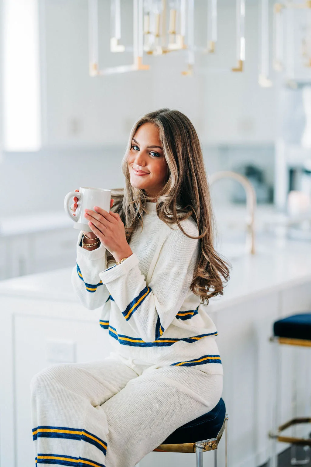 Brielle Striped Top - White