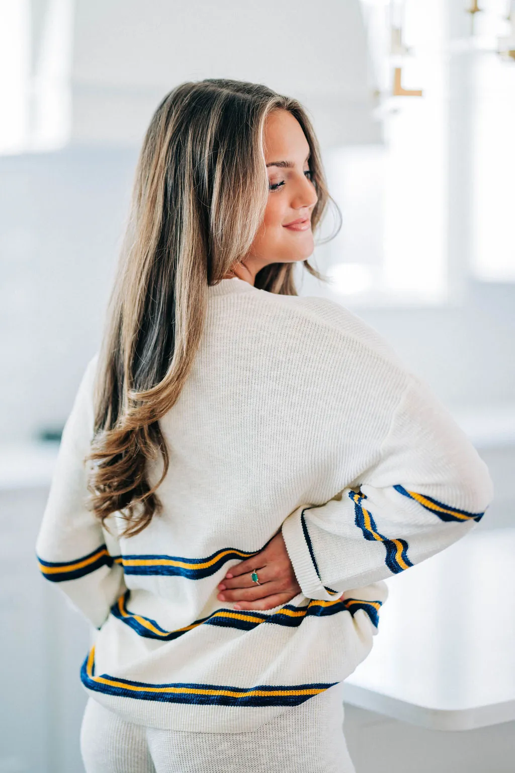 Brielle Striped Top - White