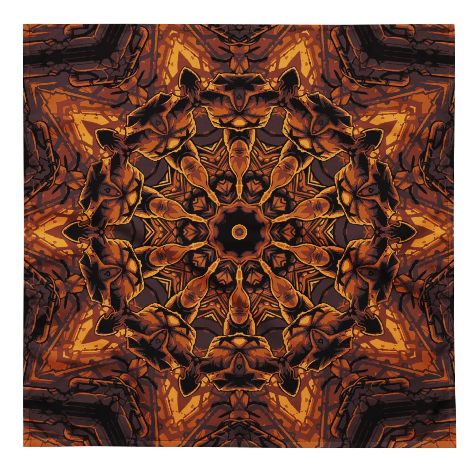 Bursting Gold Geometric Pattern Designer Bandana Luxury Neck Scarf
