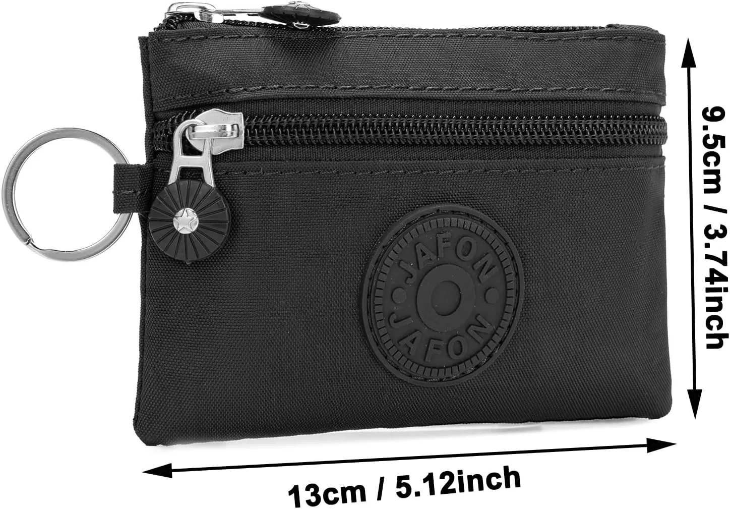 Coin Purse Change Pouch for Women 2 Layers Zipper Oxford Cloth Waterproof Purse (Black Blue)
