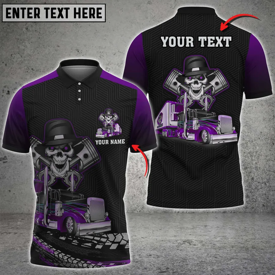 Coolspod Skull Trucking Personalized Name 3D Polo Shirt For Truck Driver 4 Colors