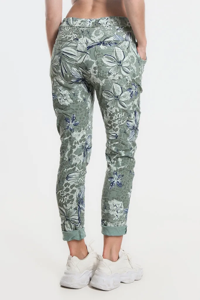 Daelyn Hibiscus Animal Pull On Pant (PL707H)