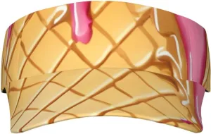 Ice Cream and Waffle Pattern Print Sun Visor Hats for Women, Adjustable Sun Hat for Golf Tennis Running and Outdoor Activities