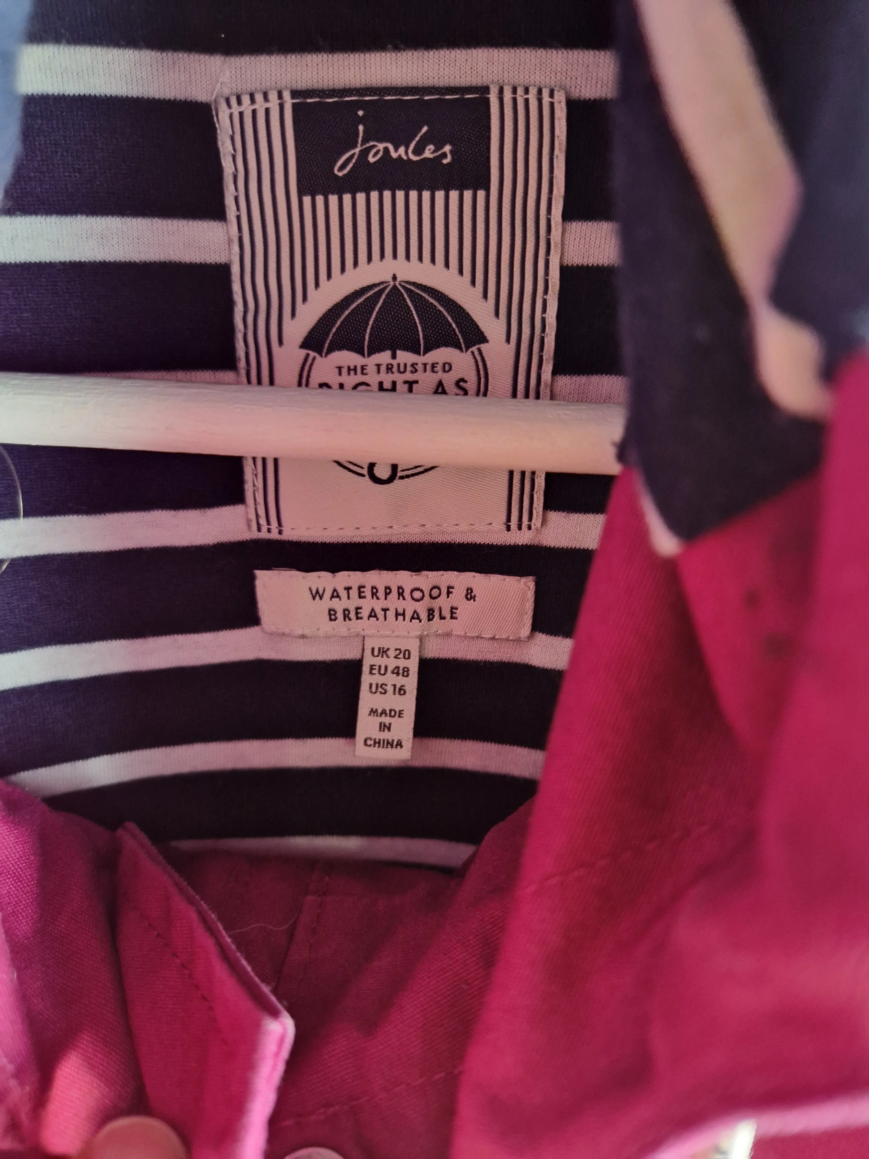 Joules Berry canvass waterproof raincoat - size 20