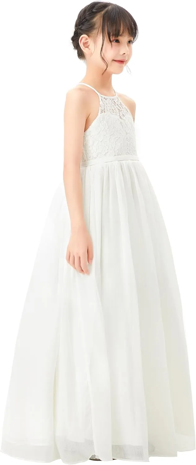 Lace Keyhole Back Flower Girl Dresses Wedding Reception Junior Pageants HLB