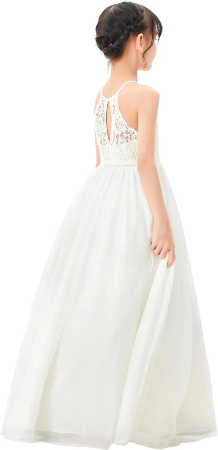 Lace Keyhole Back Flower Girl Dresses Wedding Reception Junior Pageants HLB