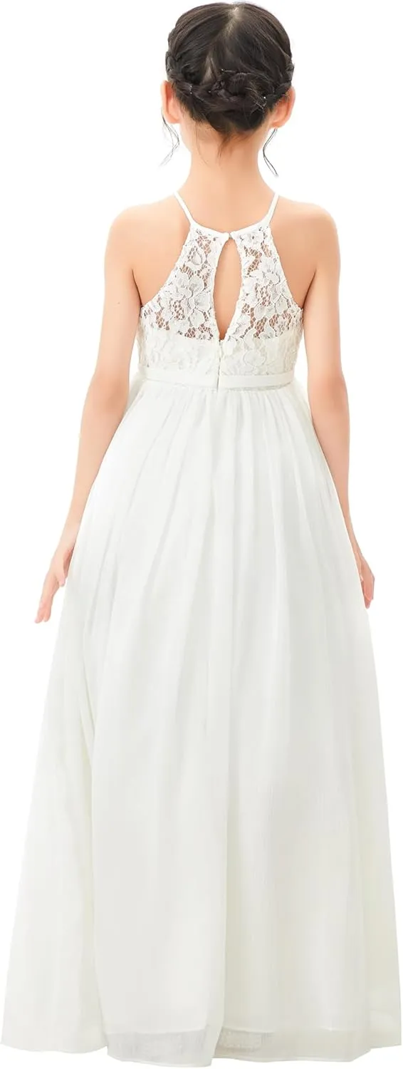 Lace Keyhole Back Flower Girl Dresses Wedding Reception Junior Pageants HLB