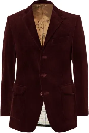 Men's Retro Classic Slim Fit Corduroy Jacket Casual Sports Style Single Breasted Three Button Jacket Large Pockets