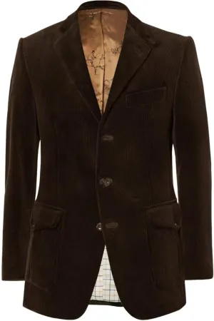 Men's Retro Classic Slim Fit Corduroy Jacket Casual Sports Style Single Breasted Three Button Jacket Large Pockets