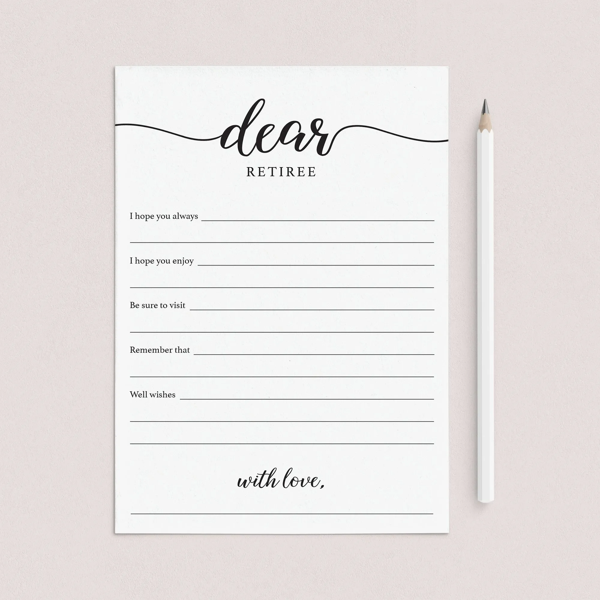 Minimal Calligraphy Retirement Cards Printable