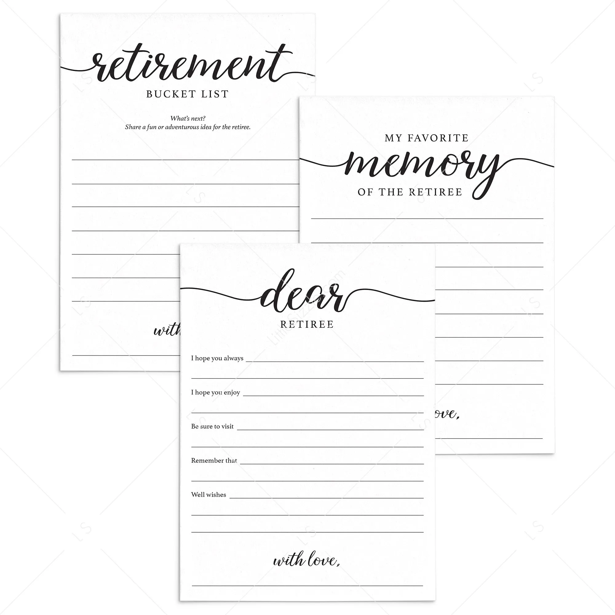 Minimal Calligraphy Retirement Cards Printable