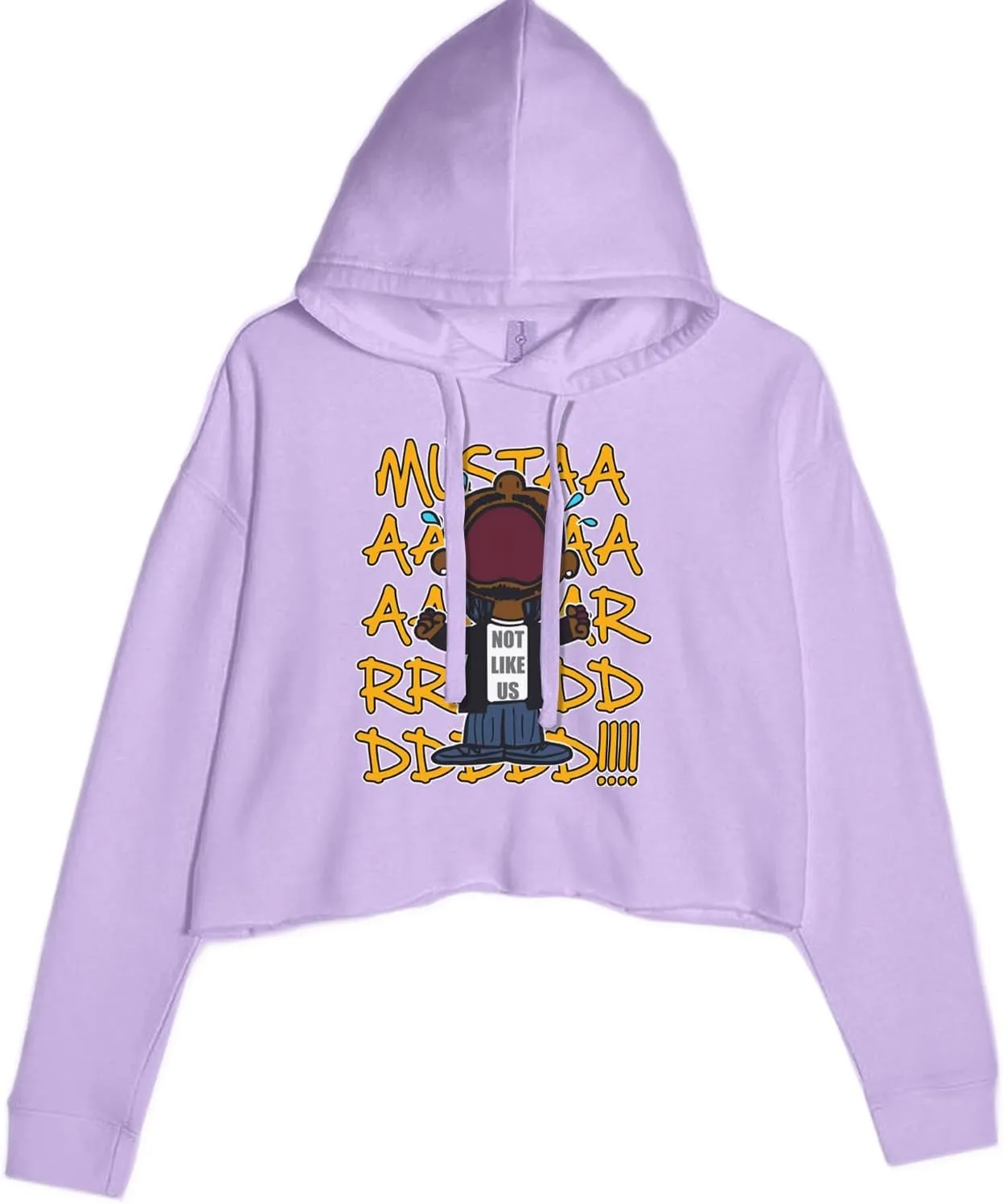 Mustard! Not Like Us Tv Off Cropped Fleece Hoodie, Soft & Cozy, Trendy Fit