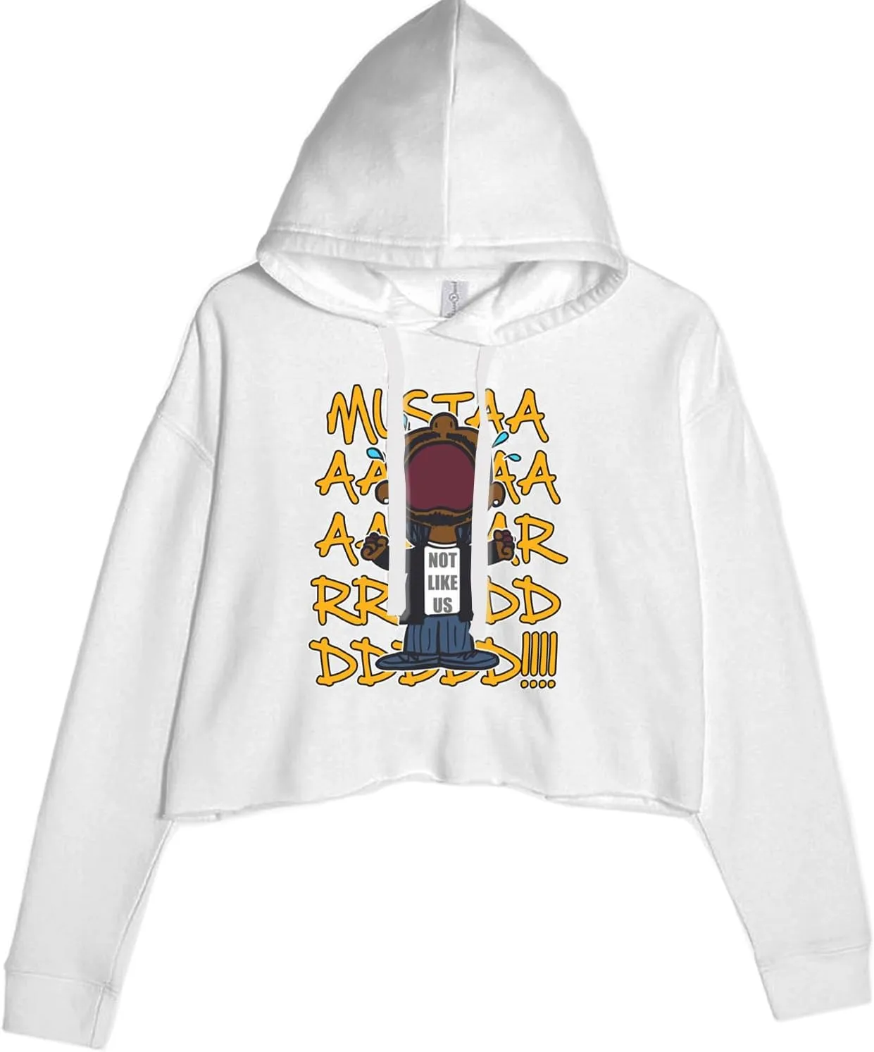 Mustard! Not Like Us Tv Off Cropped Fleece Hoodie, Soft & Cozy, Trendy Fit