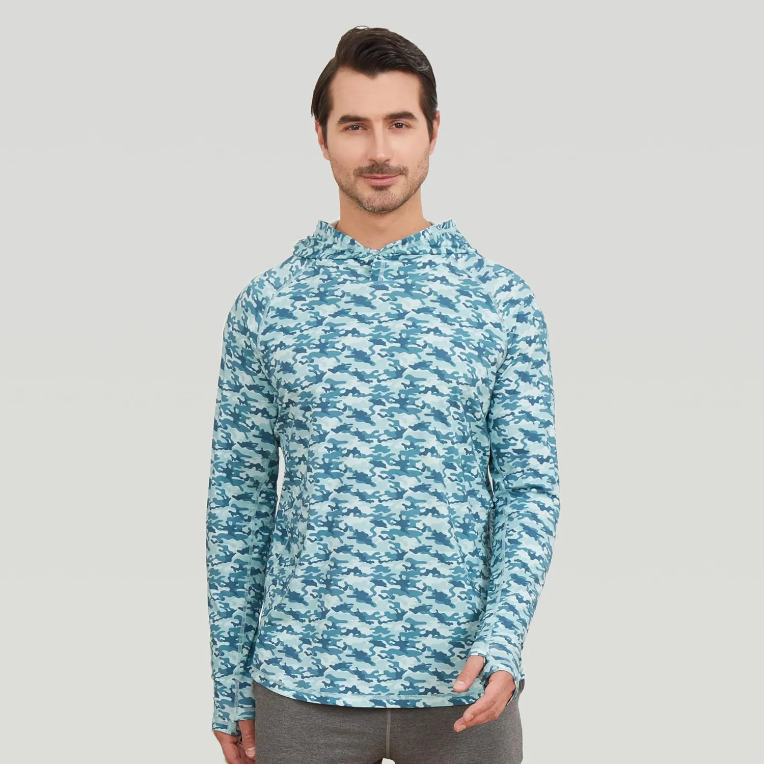 netdraw Men's Ultra-Soft Bamboo Viscose Hoodie Shirt UPF 50  Sun Protection Long Sleeve Lightweight UV Shirt