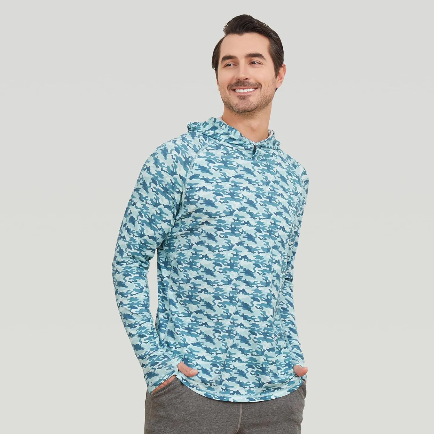 netdraw Men's Ultra-Soft Bamboo Viscose Hoodie Shirt UPF 50  Sun Protection Long Sleeve Lightweight UV Shirt