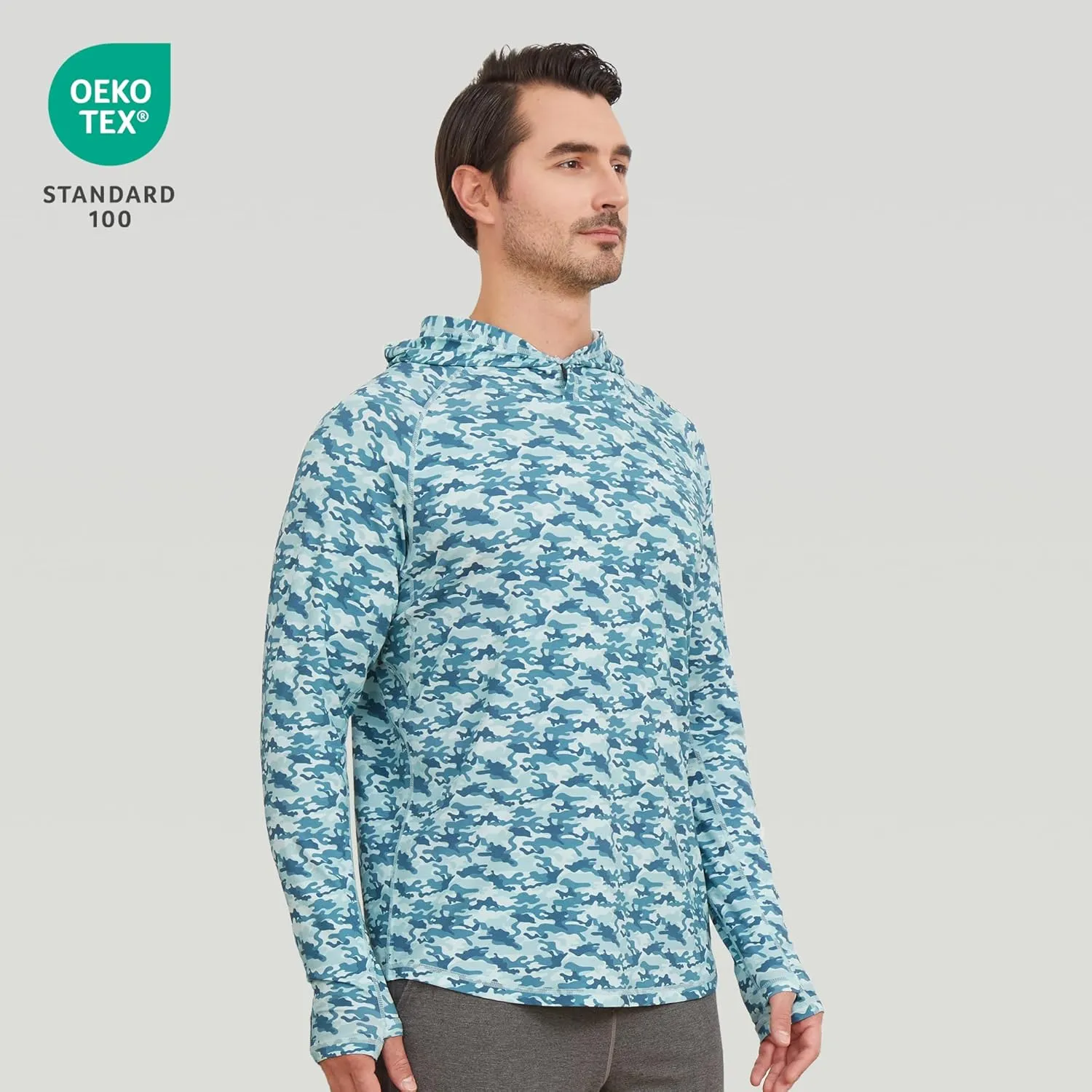 netdraw Men's Ultra-Soft Bamboo Viscose Hoodie Shirt UPF 50  Sun Protection Long Sleeve Lightweight UV Shirt