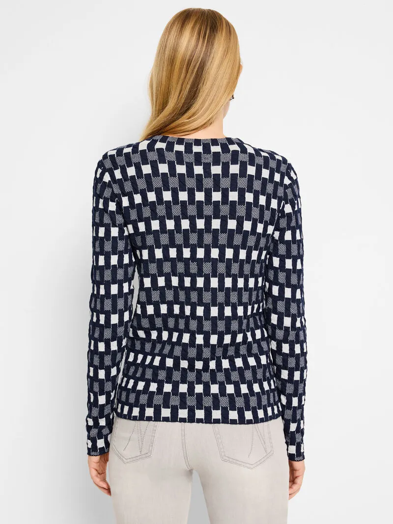 NIC ZOE Mini Mock Geo Sweater Tee