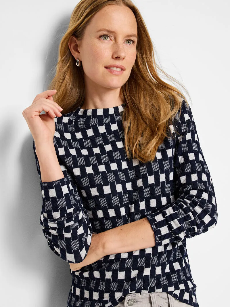 NIC ZOE Mini Mock Geo Sweater Tee
