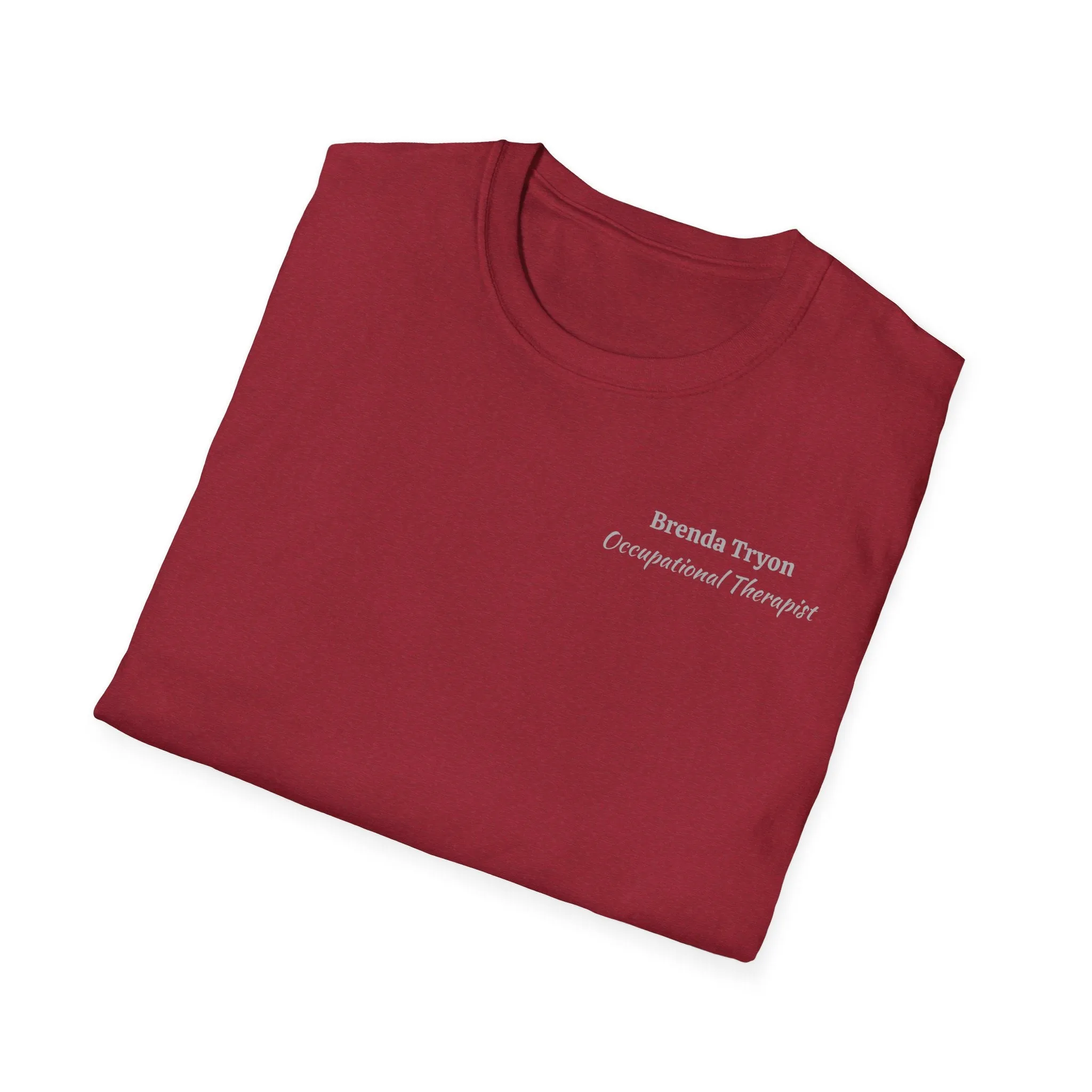 "Personalized" ClearSky Rehabilitation Hospital [Brenda Tryon- Occupational Therapist] [Front/Back Logo] | Unisex Softstyle T-Shirt