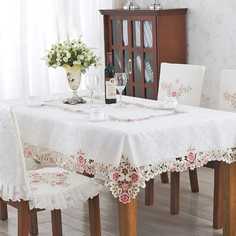 SINOTAO  -  European Style Hollow Home Tablecloth Simple Luxury Pastoral Style Rectangular Tablecloth
