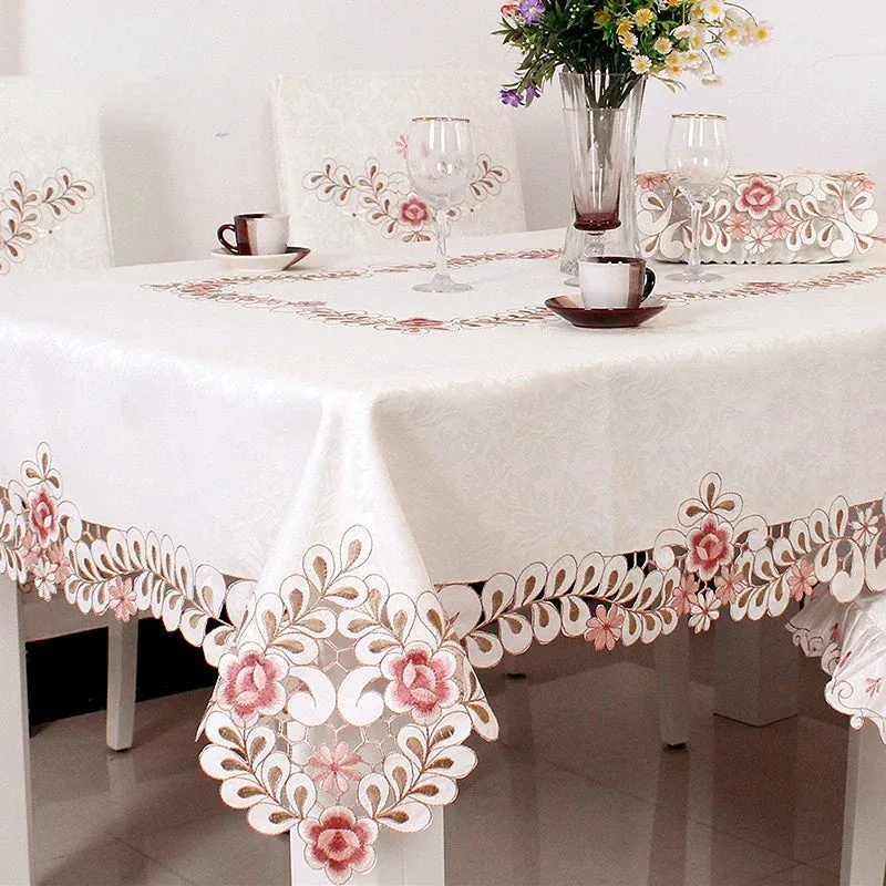 SINOTAO  -  European Style Hollow Home Tablecloth Simple Luxury Pastoral Style Rectangular Tablecloth