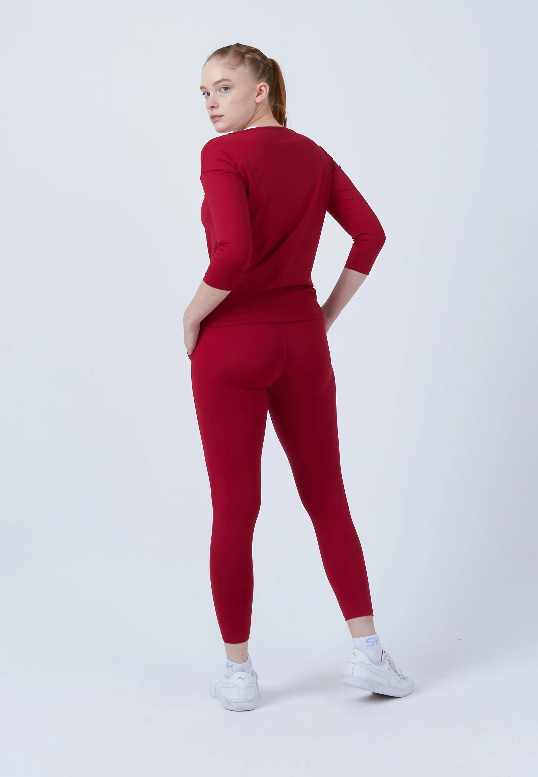 Tennis 3/4 Loose Fit Shirt, burgundy red