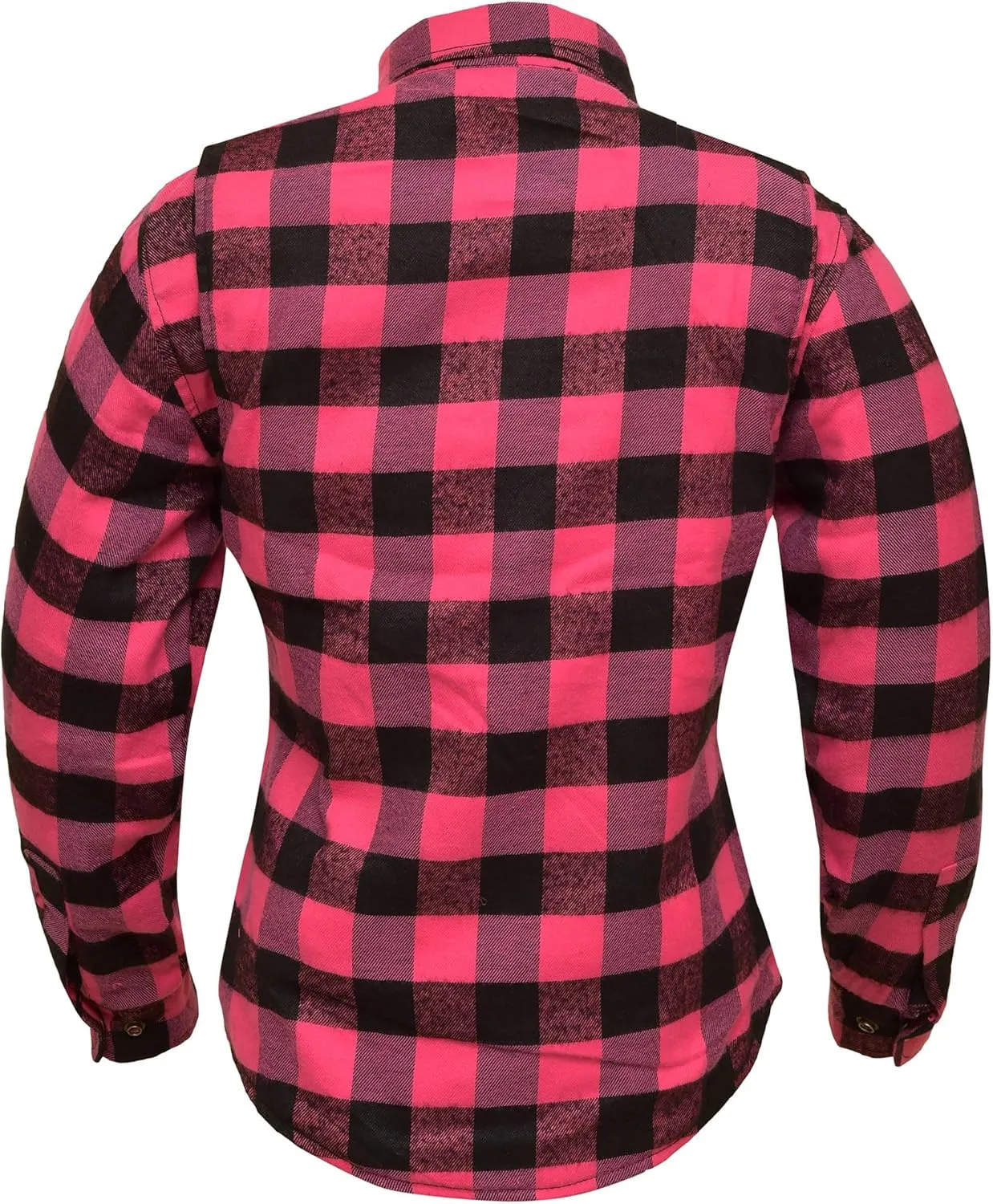 Women Motorcycle Flannel Shirt Road Series Pink & Black Motorbike Jacket Riding Gear Shirt with CE Armors