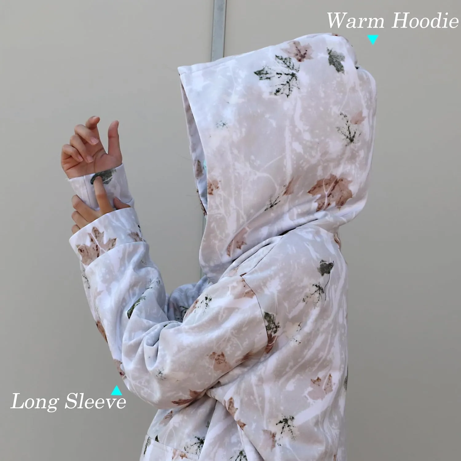 Womens Camo Hoodie Oversized Maple Leaf Print Sweatshirt Essentials Graphic Pullover Hoodies For Women