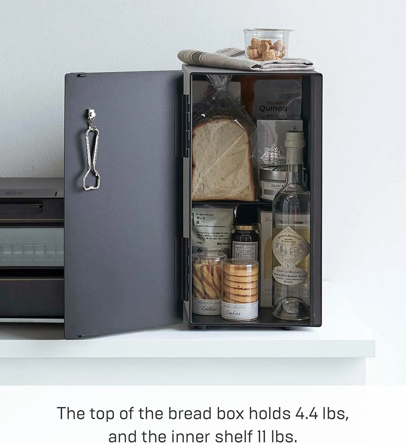 Yamazaki Home Tower Bread Box Keeper Holder Container, Metal Bread Holder Saver, Slim Space Saving Counter Storage - Vertical - Steel